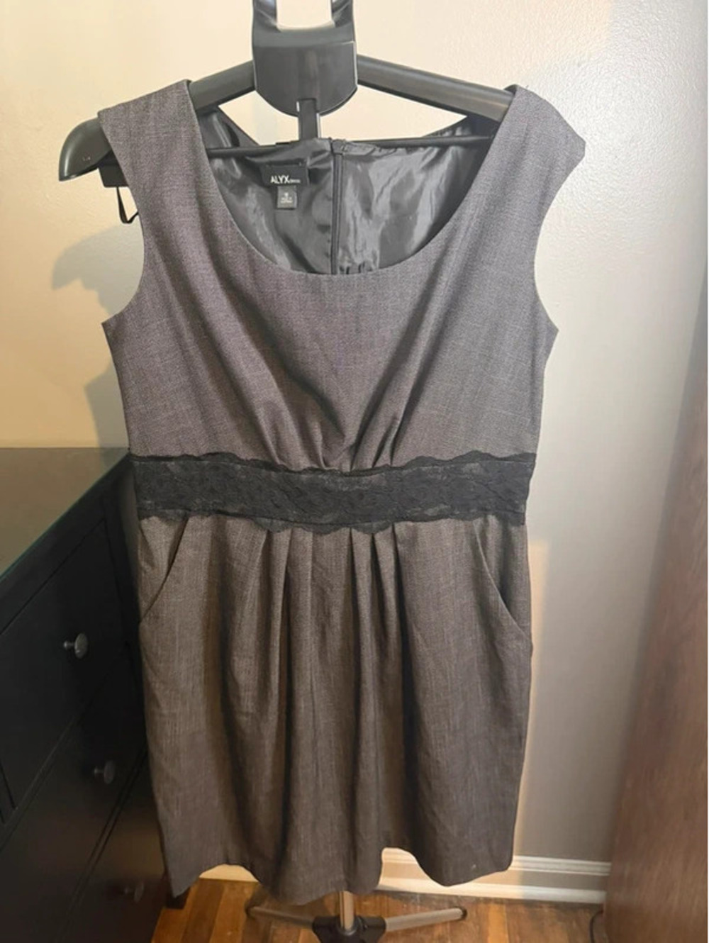 ALYX Gray & Black Lace Waist Dress Size 16